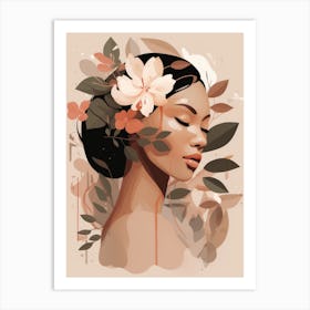 Woman and Flowers Art Print