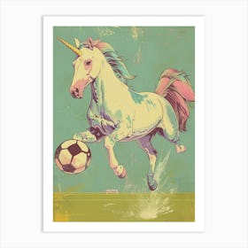 Storybook Style Unicorn Playing Football Art Print