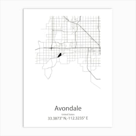 Avondale,United States Minimalist Map 1 Art Print