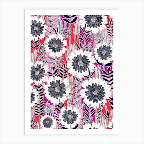 Retro Garden - Pink Art Print