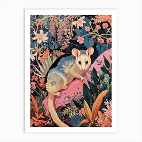 Floral Animal Painting Opossum 2 Art Print