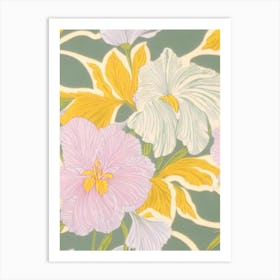 Iris Pastel Floral 5 Flower Art Print