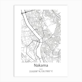 Nakama,Japan Minimalist Map Art Print