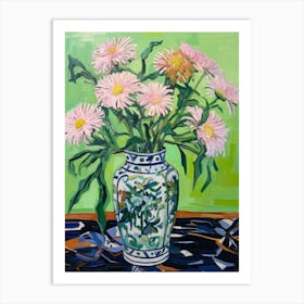 Flowers In A Vase Still Life Painting Asters 7 Art Print