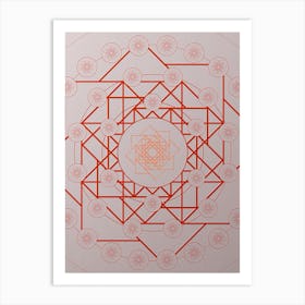 Geometric Abstract Glyph Circle Array in Tomato Red n.0135 Art Print