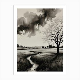 Black And White Landscape Painting Art Print