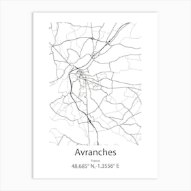 Avranches,France Minimalist Map Art Print