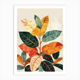 Croton Plant Minimalist Illustration 5 Art Print