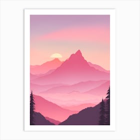 Misty Mountains Vertical Background In Pink Tone 6 Art Print