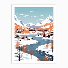 Retro Winter Illustration Lofoten Islands Norway 1 Art Print