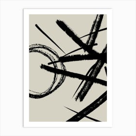 Abstract Brushstrokes With Circle Art Print