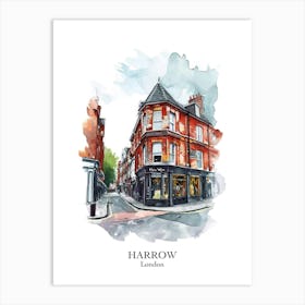 Harrow London Borough   Street Watercolour 2 Poster Art Print