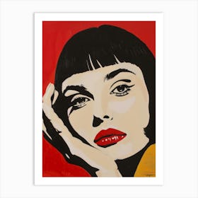 Woman With Red Lipstick Art Print