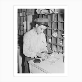 Postmaster Cancelling Stamps, Concho, Arizona By Russell Lee Art Print