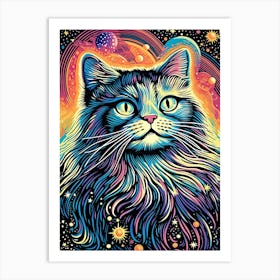 Galactic Pawthority, Psychedelic Cats series Art Print