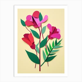 Cut Out Style Flower Art Sweet Pea 3 Art Print