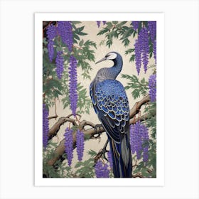 Fuji Wisteria And Bird Vintage Japanese Botanical Art Print