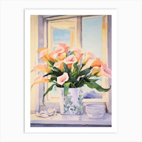 A Vase With Calla Lily, Flower Bouquet 1 Art Print