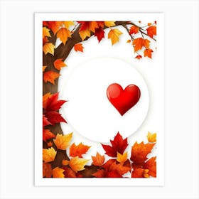 Autumn Leaves With Heart Art Print