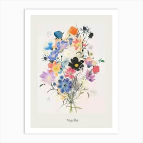 Nigella 1 Collage Flower Bouquet Poster Art Print