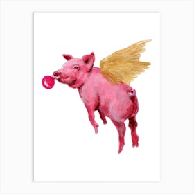 Pig With Bubblegum Art Print