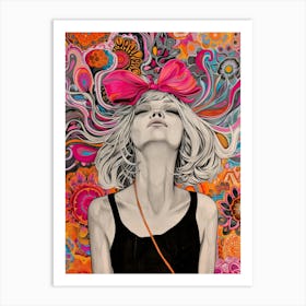 Girl With Headphones Art Print