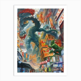 Godzilla In The City Art Print