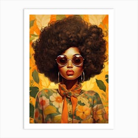 Afro Fashionista Retro Illustration 3 Art Print