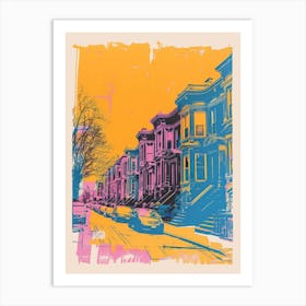 Crown Heights New York Colourful Silkscreen Illustration 1 Art Print