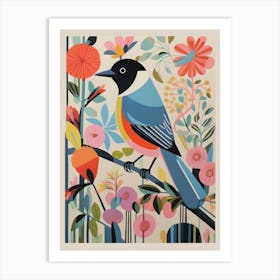 Colourful Scandi Bird Carolina Chickadee 2 Art Print