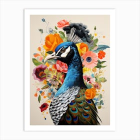 Bird With A Flower Crown Peacock 1 Art Print