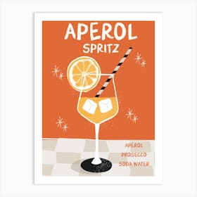 Aperol Spritz Colorful Cocktail Print Art Print