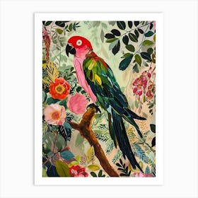 Floral Animal Painting Parrot 1 Art Print