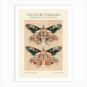 Velvet Butterflies Collection Spring Butterflies William Morris Style 6 Art Print