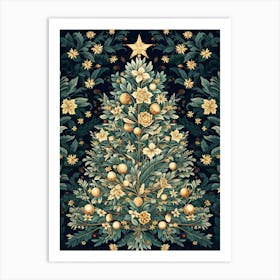 William Morris Style Christmas Tree 13 Art Print