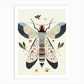 Colourful Insect Illustration Fly 15 Art Print