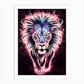 Neon Lion Art Print