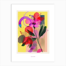 Cyclamen 1 Neon Flower Collage Poster Art Print