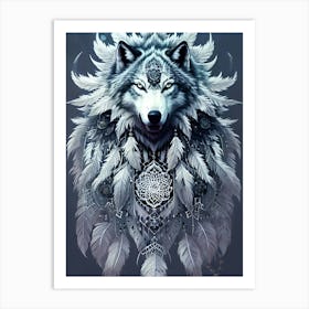 Wolf With Feathers 7 Art Print