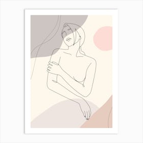 Woman Laying On A Bed.12 Art Print