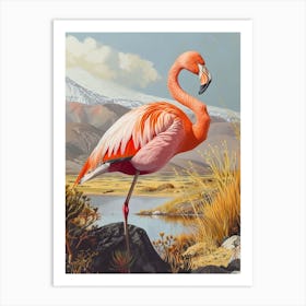 Greater Flamingo Andean Plateau Chile Tropical Illustration 4 Art Print
