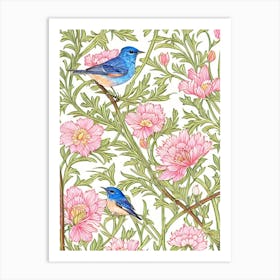 Eastern Bluebird 2 William Morris Style Bird Art Print