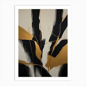 Black And Gold Abstract Painting 1 Art Print