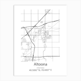 Altoona,United States Minimalist Map Art Print