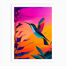 Hummingbird At Sunset Abstract Still Life Art Print