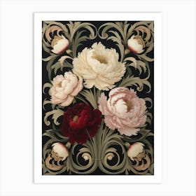 Peonies William Morris Style 3 Art Print