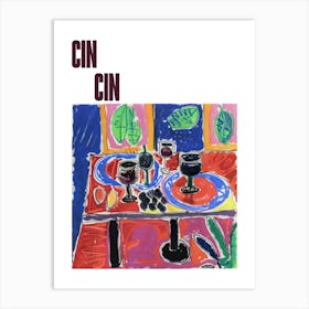 Cin Cin Poster Table With Wine Matisse Style 5 Art Print