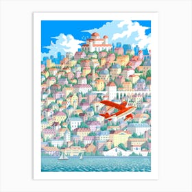 The Red Bird and the city Art Print