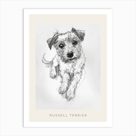 Russell Terrier Dog Line Sketch 2 Poster Art Print