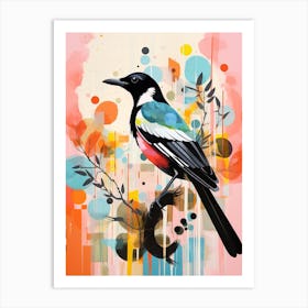 Bird Painting Collage Magpie 1 Art Print